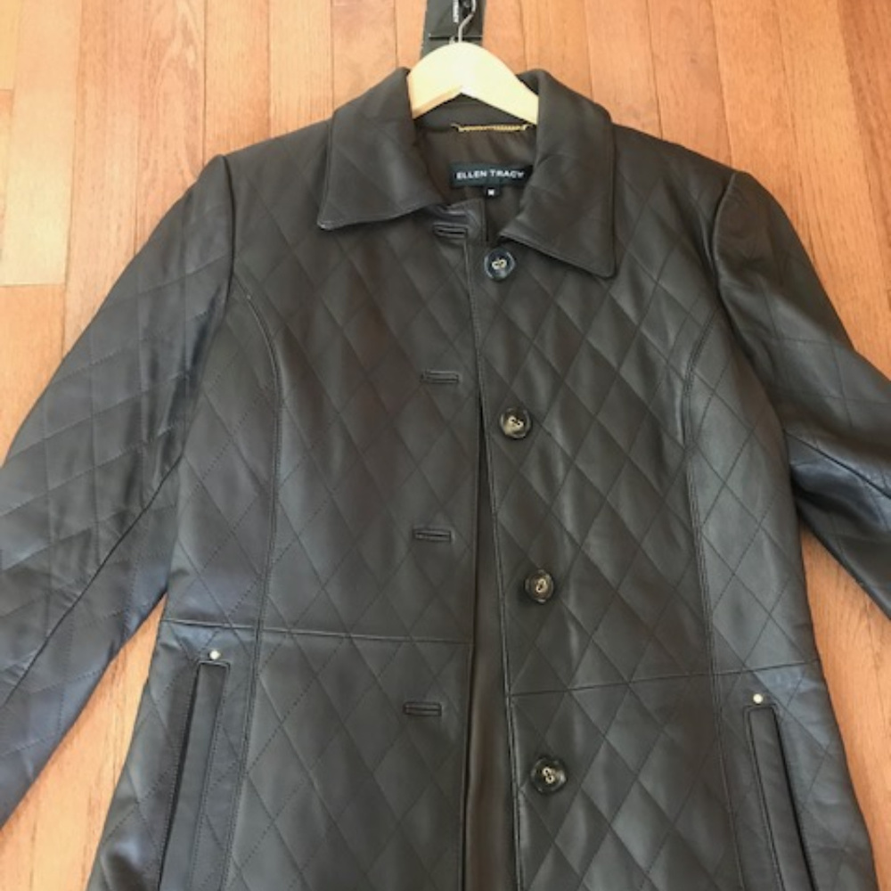 Ellen Tracy Genuine Quilted Leather Jacket - New